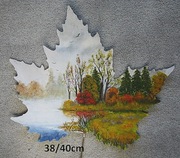 Pejzaż na prawdziwym ususzonym liściu jesien