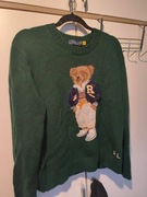 Zielony sweter ralph lauren z misiem