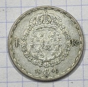 #3100 Szwecja 1 korona 1949 srebro 