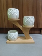 Stojak na doniczki ze wzorem sowy sowa ptaki 3 sztuki piękny komplet