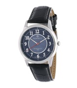 Zegarek męski granatowy kwarcowy skórzany pasek z białym przeszyciC402