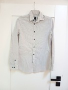 biała koszula w grochy groszki elegancka H&M 34XS36 bawełniana dobiura