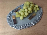 Rękodzieło Patera Taca Półmisek z żywicy epoksydowej beżowy 