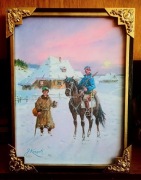 UŁAN - PYTANIE O DROGĘ- OBRAZ OLEJNY NA PŁÓTNIE -J. KOSSAK 