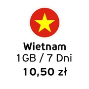 eSIM do Wietnamu | Internet 1 GB | 10,50 zł | Dostawa natychmiast