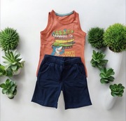 Zestaw bawełniany dla chłopca spodenki dresowe koszulka top z rekinem 122