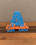 Świecąca literka 3D z imieniem- motyw kosmiczny | personalizowany prezent 