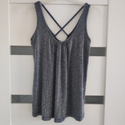 H&M elegancka bluzka top luźny fason ze srebrna nitka S