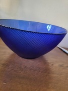 Kobaltowo-niebieska duża miska, vintage, dekoracyjny talerz