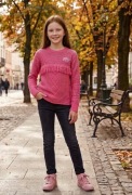 Lee Cooper Sweterek dziecięcy malinowy akryl 152
