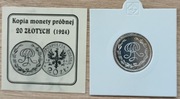 Polska,  KOPIA II RP  Wydawnictwo Nefryt , 20 złotych 1924 (monogram RP)