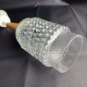 Lampa z kloszem szklanym  z elementem drewnianym - lata 70 - stan bdb