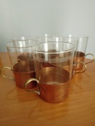 Miedziane koszyczki wintage z uchwytami z mosiadzu