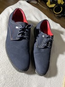 Buty wizytowe męskie półbuty zamszowe granatowe 41
