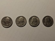 MONETY ĆWIERĆ DOLARA USA 1969, 1979, 1981, 1984