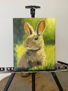 Obraz olejny ręcznie malowany Zajączek w lesie