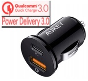 MOCNA SZYBKA Ładowarka samochodowa Aukey 20W dwa porty USB C oraz A z QC PD