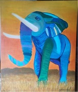 Słoń III, obraz akrylowy 50x60