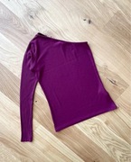 Bordowa prążkowana bluzka na jedno ramie z wiskozy r. S