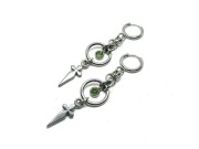 Kolczyki Chainmaille „Zielony Sztylet” – Stal Chirurgiczna & Cyrkonia