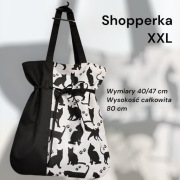 Torba shopperka XXL czarna koty