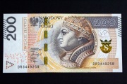 Banknot 200 złotych seria DR 2021 stan UNC