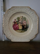 Duży talerz, patera z 3 damami, elegancki talerz ozdobny, vintage