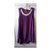 Elegancka zwiewna szyfonowa sukienka z dekoracyjnym dekoltem r. 42 Bonprix 