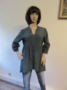 CHRISTIAN BERG zielona tunika bluzka podpinane rękawy jedwab i bawełna _ L