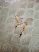 Kolczyki handmade srebro pozłacane z naturalnych kamieni kwarc dymny