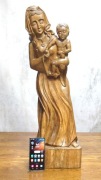 PIĘKNA WYSOKA RZEŹBA FIGURA MATKI BOSKIEJ z DZIECIĄTKIEM 84cm 1965