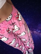 Spodnie hello kitty damskie różowe szerokie Wide leg pants