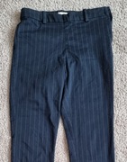 Granatowe eleganckie spodnie damskie w paseczki 61% bawełna H&M 36/S