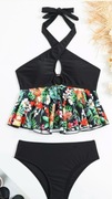 NOWE Sexowne Zmysłowe Tankini Strój kąpielowy XL czarno-wielokolorowe