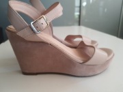 Sandałki WOJAS pudrowy róż 37 platforma koturn