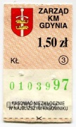 Bilet z karnetu ZKM Gdynia, 1 x 1,50zł