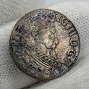 trojak koronny Zygmunt III Waza 1620 - PIĘKNA NATURALNA PATYNA (R2)