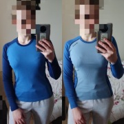 Devold niebieska granantowa narciarska koszulka z długim rękawem merino M