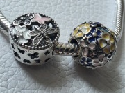 Pandora charms srebro 925 ALE zestaw 2 szt motyle kwiaty emalia oryginał