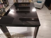 Stół czarne szkło + chłodny brąz