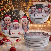 4 x ceramiczne podkładki pod kubek ze zdjęciem logo text okragle kwadratowe