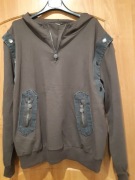 Bluza Megi lxl brąz, wstawki jeans, kaptur