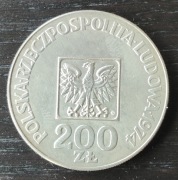 Moneta srebrna 200 ZŁ XXX LAT PRL 1974 Ag 14,5 gram projekt JM-N UNIKAT
