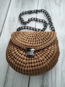 Torebka SMILE złota na szydełku handemade 