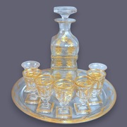 Zestaw na tacy Karafka 7 Kieliszków Biedermeier 1850 