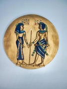 Relief cementowo-gipsowy okrągły faraon z żoną unikat oryginalny (12)