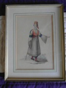 Stara sygnowana akwarela Michela De Vito z cyklu stroje regionalne 
