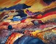 Abstrakcja, olej, Ryszard Piątkowski, 90x70 cm