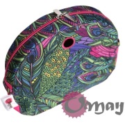 Organizer Obag MOON LIGHT różowy – pióra pawie 2 kieszenie | OMAY Handmade