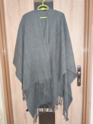 97 Szare ponczo szal z frędzlami